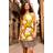 Roman Floral Border Print Shift Dress - Yellow