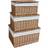 RED HAMPER of 3 Light Steamed Cotton Lined Wicker Basket