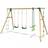 Rebo Wooden Garden Swing Set with 2 Standard Swings Glider Climbing Rope & Ladder