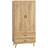 Homcom Hanging Rail for Bedroom Natural Wardrobe 80x185cm