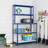 vidaXL Blue Steel Work Table with Shelves Writing Desk