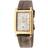 Gevril Womens Ave of Americas Mini Women’s IPYG Case, White MOP Watch, Genuine Tan Leather Brown One Size