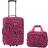 Rockland Fashion Softside Upright Luggage Set Pink Leopard 2-Piece