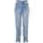 PrettyLittleThing Split Hem Straight Leg Jeans - Mid Blue Wash