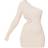 PrettyLittleThing Structured Contour Rib One Shoulder Cut Out Bodycon Dress - Ecru