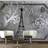 Artgeist Fototapet med Eiffeltårnet illustration og grafisk mønster i s�ølv look flere størrelser 250x175