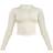 PrettyLittleThing Acid Wash Seamless Ribbed Zip Up Cropped Sports Jacket - Oatmeal