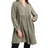 Roman Curve Plain Button Through Tunic - Khaki