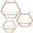 Sagebrook Home Set of 3 Hexagon Shaped Shelves Gold Metal and W Wall Shelf