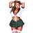 Baci Lingerie Plus Size Tartan Mini Skirt and Tie-Front Top Set One Size Queen Green