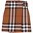 Burberry Check Wool Pleated Skirt - Dark Birch Brown