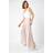 Roman Diamante Side Split Chiffon Trousers - Natural