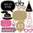 Chic 13th Birthday Pink, Black and Gold Photo Booth Props Kit 20 Count