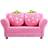 Costway Kids Sofa, with 2 Cute Strawberry Pillows, Children Couch Armrest Double Lounge Bed Fleece