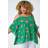 Roman Curve Floral Cold Shoulder Top - Green