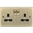 Knightsbridge 13A 2G Switched Socket with Black Insert Square Edge Antique Brass