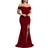 YMDUCH Women's Off Shoulder High Split Evening Gown - Wine Red