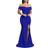 YMDUCH Women's Off Shoulder High Split Evening Gown - Royal Blue