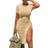 Gokatosau Women's Sexy Bodycon Midi Dress - Camel