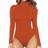 Mangopop Women's Mock Turtle Neck Long Sleeve Tops Bodysuit - Sorrel