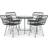 vidaXL black Garden Patio Dining Set, 1 Table incl. 4 Chairs