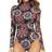 Mangopop Women's Mock Turtle Neck Long Sleeve Tops Bodysuit - Mandala