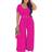 BffBaby Backless Short Sleeve Crop Top High Waist Wide Leg Long Pant Set - Rose Red