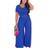 BffBaby Backless Short Sleeve Crop Top High Waist Wide Leg Long Pant Set - Blue