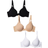 Fruit of the Loom T-Shirt Bra 3-pack - Black Hue/Sand/White