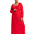 Roman Curve Long Sleeve Jersey Midi Dress - Red