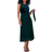 Roman Petite Velvet Pleated Midi Dress - Green