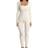 OQQ Ribbed Long Sleeve Sport Jumpsuits - Beige