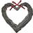 Wicker Wide Heart Wreath With Red Ribbon Figurine