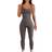 OQQ Women's Yoga Ribbed One Piece Sleeveless Jumpsuits - Tea Leaf