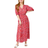 Roman Petite Floral Print Shirred Maxi Dress - Red