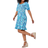 Roman Petite Floral Print Shirred Tea Dress - Turquoise