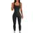 OQQ Women's Yoga Ribbed One Piece Sleeveless Jumpsuits - Black