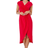 Roman Petite Ruched Wrap Midi Dress - Red