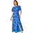 Roman Floral Tiered Sleeve Maxi Dress - Blue