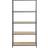 Actona Seaford Tall Black Metal Bookcase with 4 Oak Shelves Book Shelf 150cm