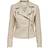 Only Biker Imitation Leather Jacket - Grey/Silver Lining