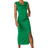 Roman Cowl Neck Ruched Midi Dress - Green