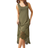 Roman Crochet Hem Stretch Midi Dress - Khaki