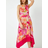 Roman Sleeveless Floral Print Hanky Hem Dress - Cerise