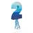 Blue Panda Number 2 Pull String for Boy 2nd Birthday Party, Ombre 16.5 x 11.5 In