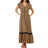 Roman Animal Print Shirred Waist Maxi Dress - Camel