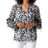 Roman Animal Print Tie Neck Blouse - Silver