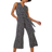 Roman Sleeveless Spot Culotte Stretch Jumpsuit - Black