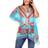 White Mark Short Caftan with Tie-Up Neckline Plus Size - Aqua