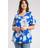 Roman Curve Floral Print Cold Shoulder Top - Royal Blue